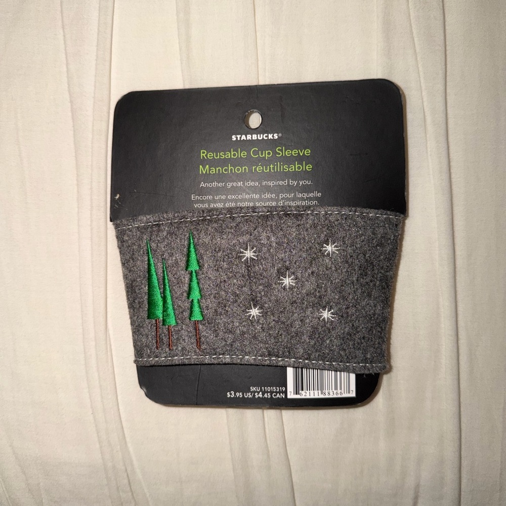 Starbucks Gray Felt Cup Sleeve with Christmas design - Picture 2 of 3